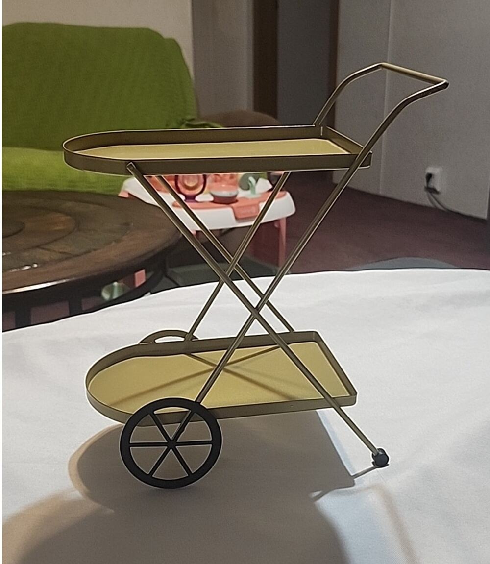 Mini Coffee Bar Cart Tier Tray Gold Kitchen Decor Party Desserts 10"x8"x4.5"